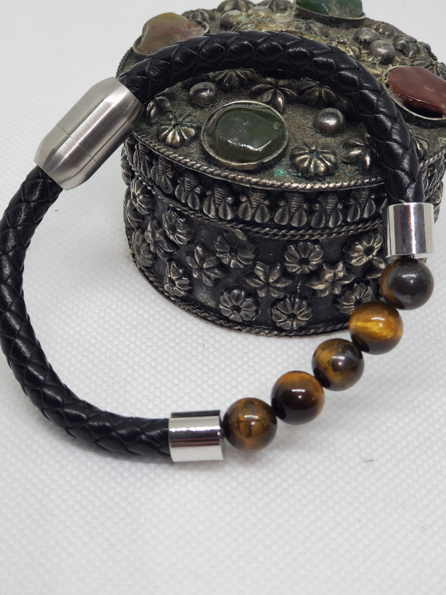 Men's Tiger's Eye Leather Bracelet