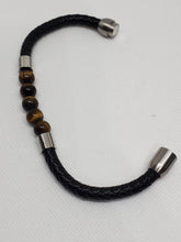 Load image into Gallery viewer, Men&#39;s Tiger&#39;s Eye Leather Bracelet
