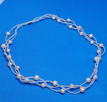 Load image into Gallery viewer, Peach Freshwater Cultured Pearl and Glass Beaded Necklace 18 Inches in Silvertone
