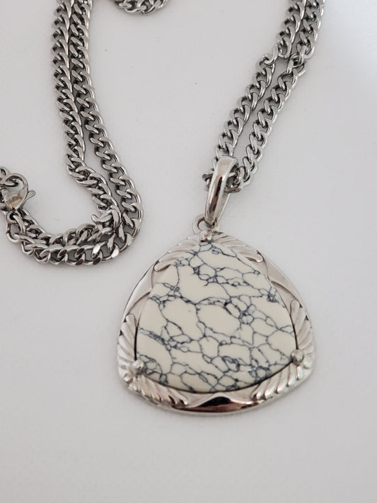 White Howlite Pendant Necklace