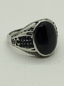 Men's Black and Silver Ring Size 10, 12