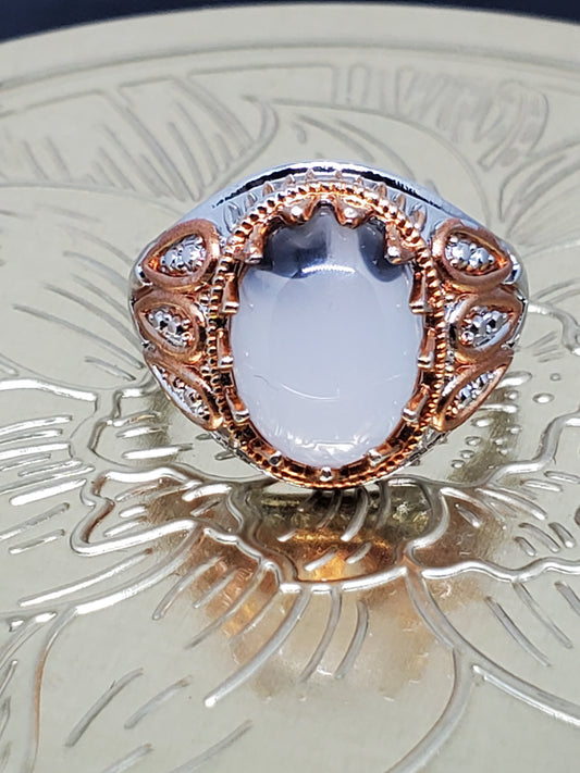 Men's 2 Tone Lavender Chalcedony Ring Size 10, 11.5