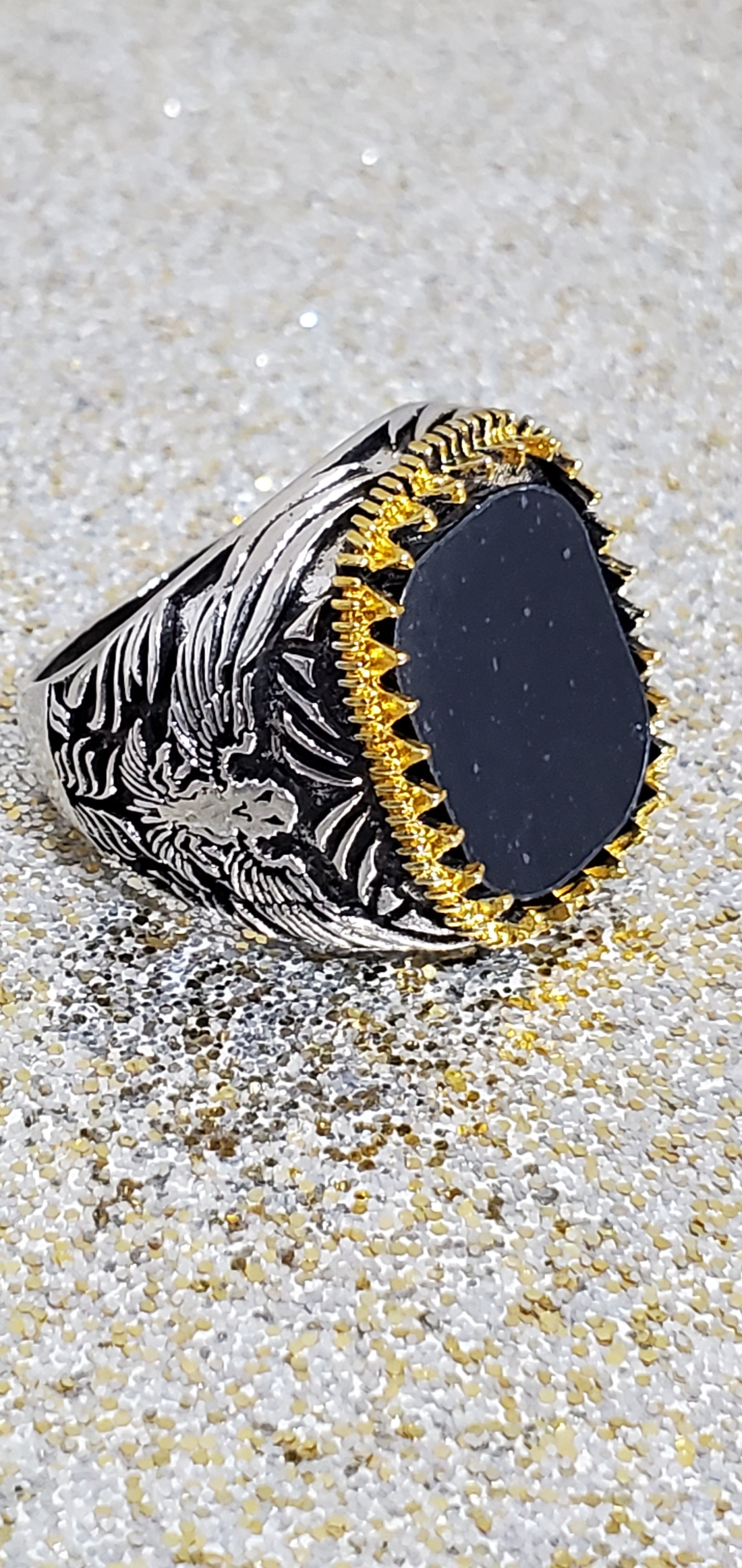 Men's Sterling Silver Eagle Engraved Ring Size 10.5, 13