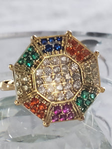 Multi Color Topaz Hexagon Ring Size 7, 9