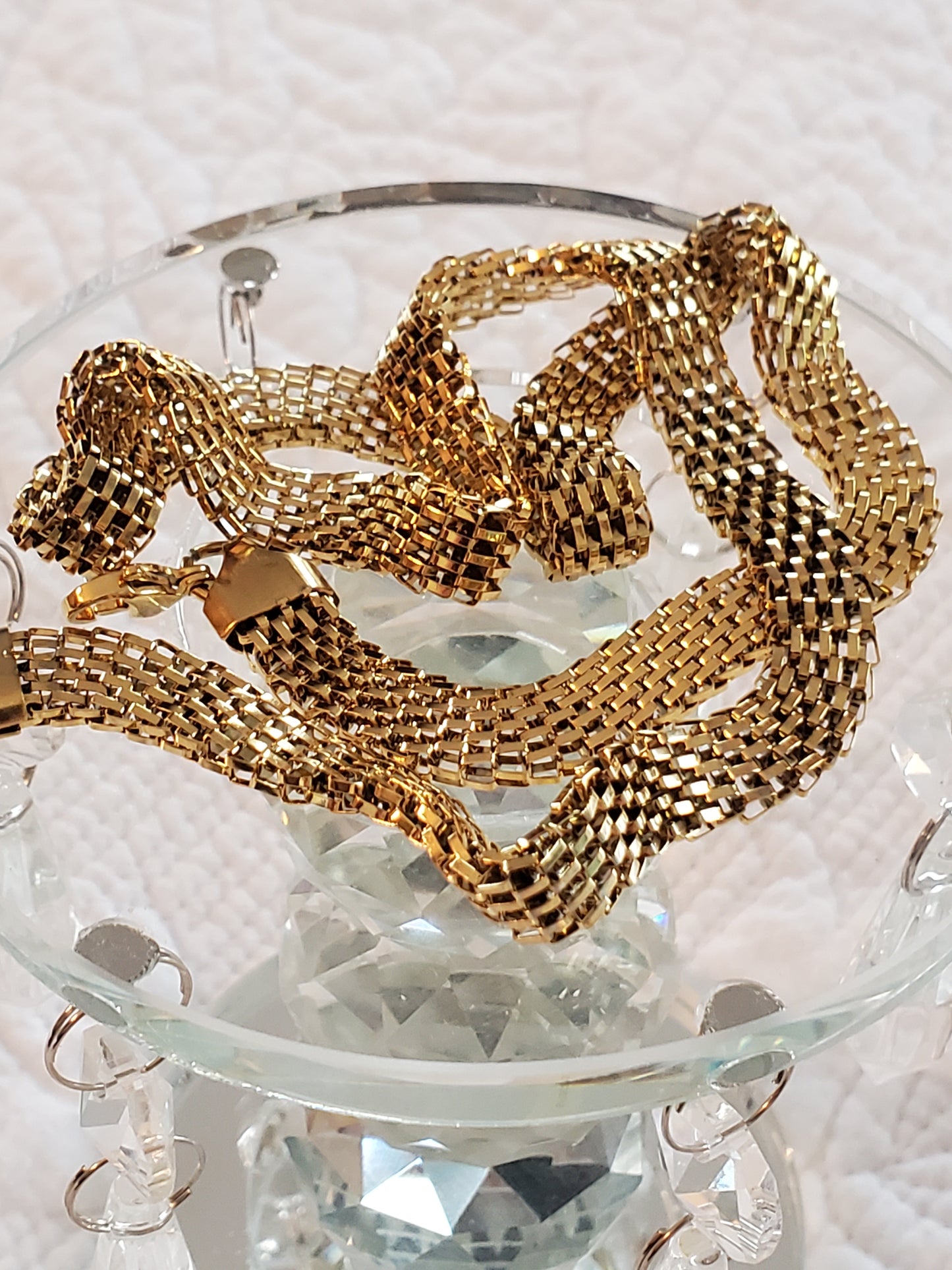 Unisex Chunky Gold Mesh Necklace 24" Lobster Claw Clasp