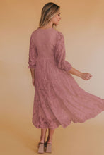 Load image into Gallery viewer, Smocked V-Neck Flounce Sleeve Dress
