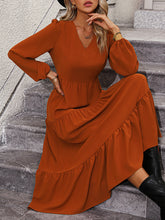 Load image into Gallery viewer, V-Neck Long Sleeve Tiered Dress
