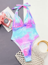 Load image into Gallery viewer, Tie-Dye Halter Neck One-Piece Swimsuit
