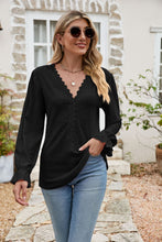 Load image into Gallery viewer, Eyelet Lace Trim Flounce Sleeve Blouse
