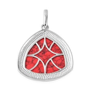 Red Howlite Solitaire Pendant in Natural Bronze