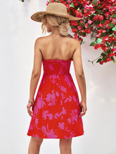 Load image into Gallery viewer, Floral Frill Trim Strapless Smocked Dress
