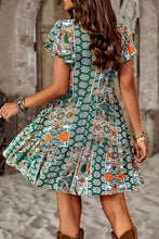 Load image into Gallery viewer, Printed Round Neck Flutter Sleeve Dress
