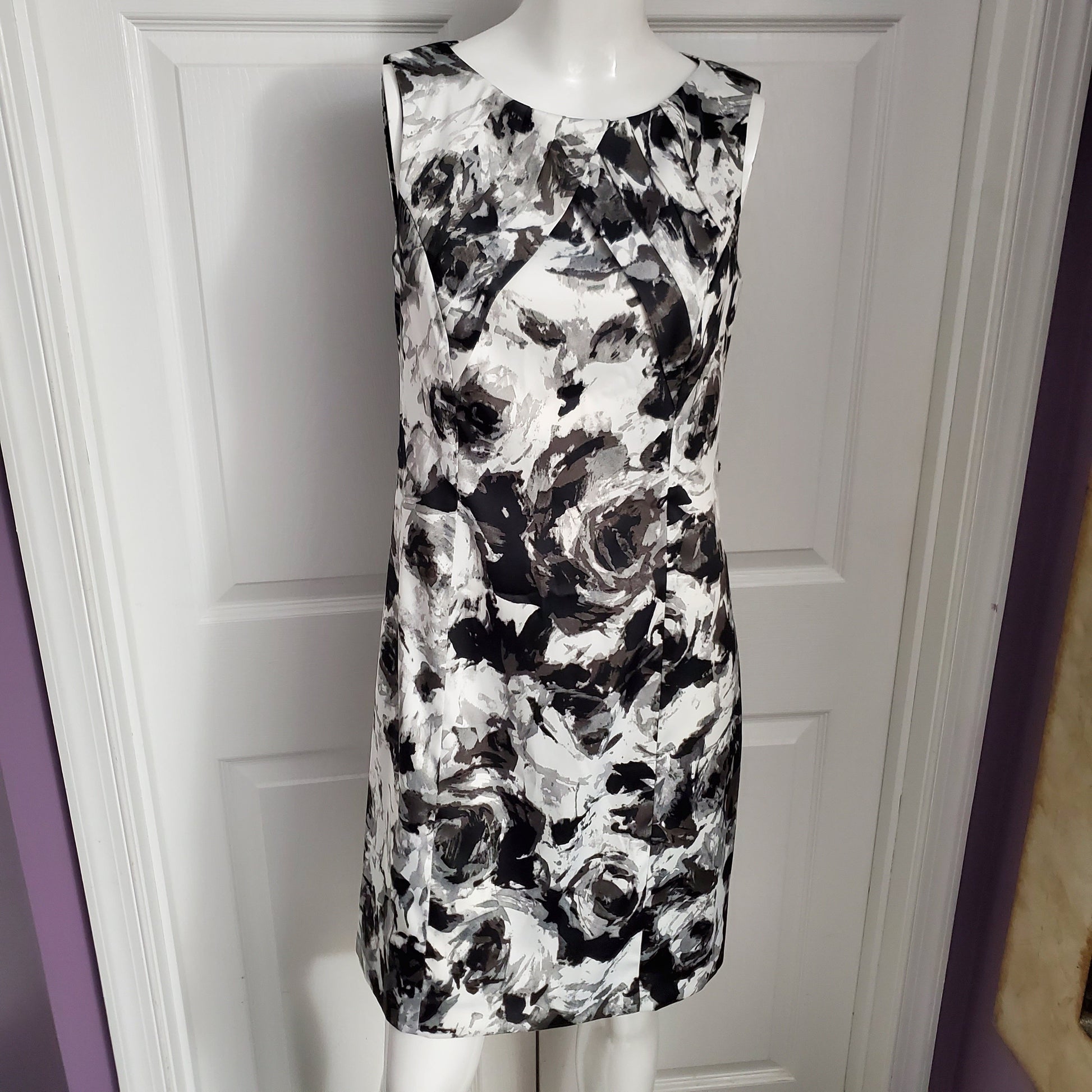 AGB Black, White, and Bronze Shift Dress - Sz 8