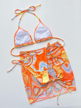 Load image into Gallery viewer, Multicolored Drawstring Ruched Three-Piece Swim Set
