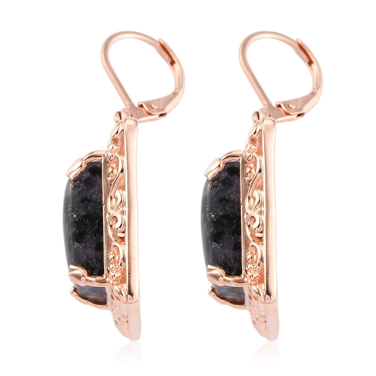 Constituted Tanzanite & Thai Black Spinel 14k Rose Gold Earrings