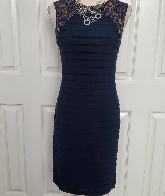 Midnight Blue Silky Bandage Dress Sz 6