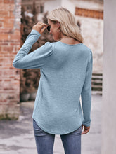 Load image into Gallery viewer, Pleated Detail Curved Hem Long Sleeve Top
