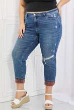 Load image into Gallery viewer, Judy Blue Gina Full Size Mid Rise Paisley Patch Cuff Boyfriend Jeans
