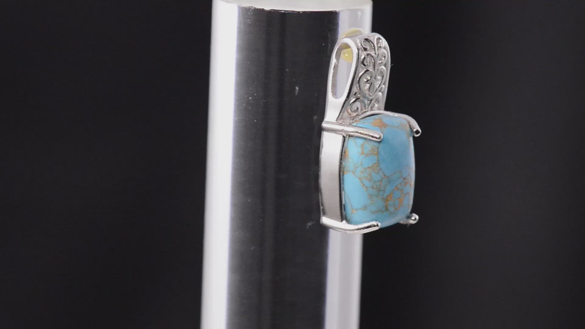 Genuine Mojave Blue Turquoise Solitaire Pendant in Platinum