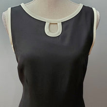 Load image into Gallery viewer, Black with White Trim Sleeveless Sheath Dress Size 9 - WHIMSICALIA
