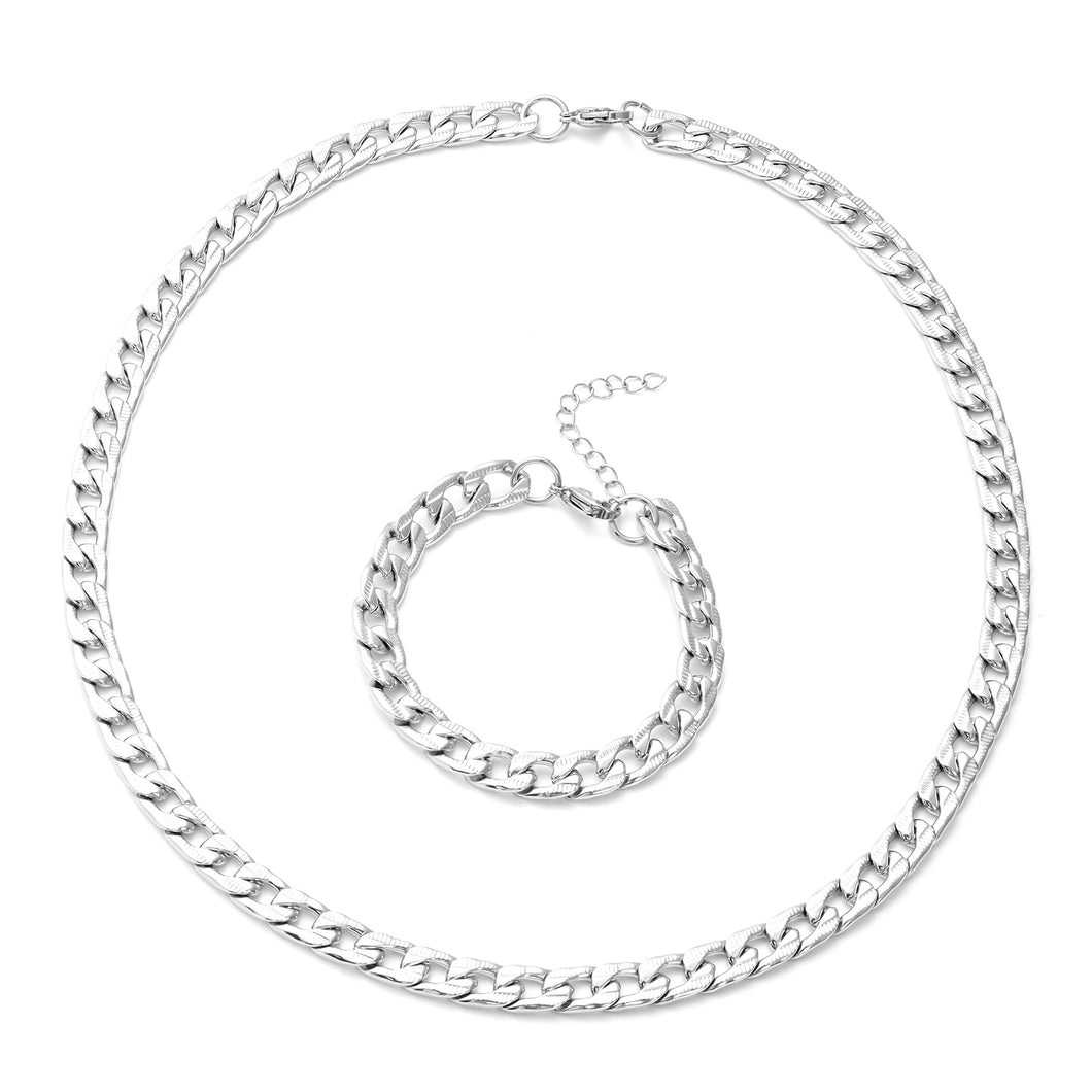 Stylish Curb Bracelet and Necklace