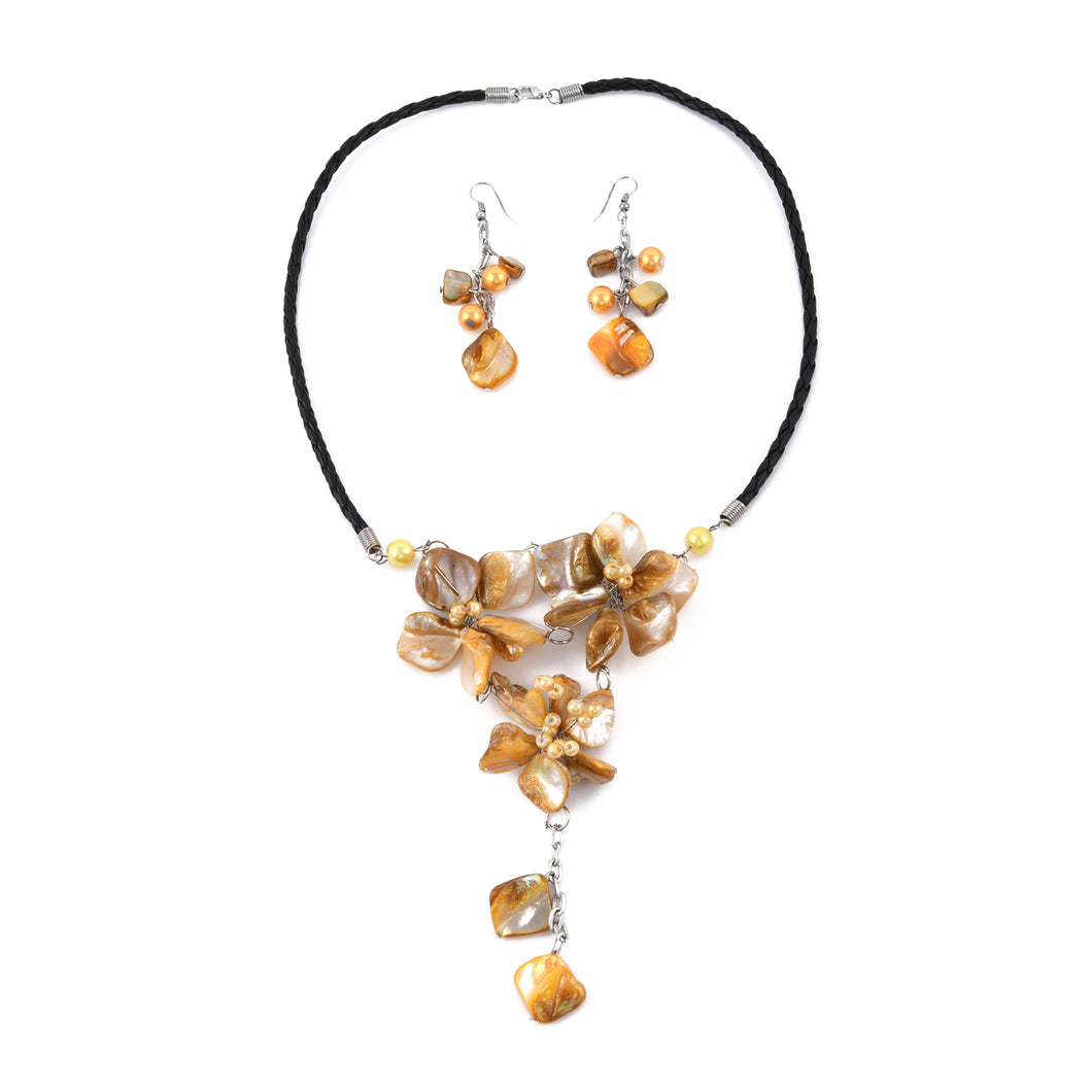 Women's Cream Seed Bead Necklace and Earrings