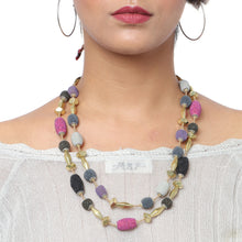Load image into Gallery viewer, Multi Color Glass Beads, Shell &amp; String Double Layer Necklace
