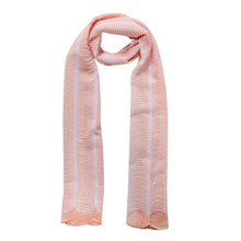 Load image into Gallery viewer, Stunning Peach White Sequin Scale Pattern Scallop Trim Scarf
