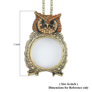 Austrian Crystal and White Glass Owl Pendant Necklace