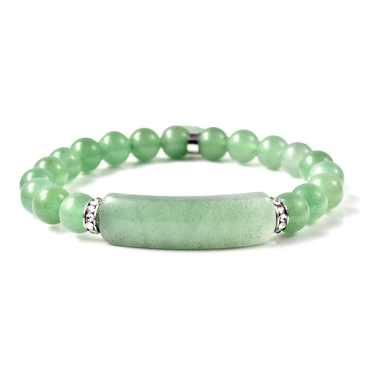 Stylish Green Aventurine and Austrian Crystal Bracelet