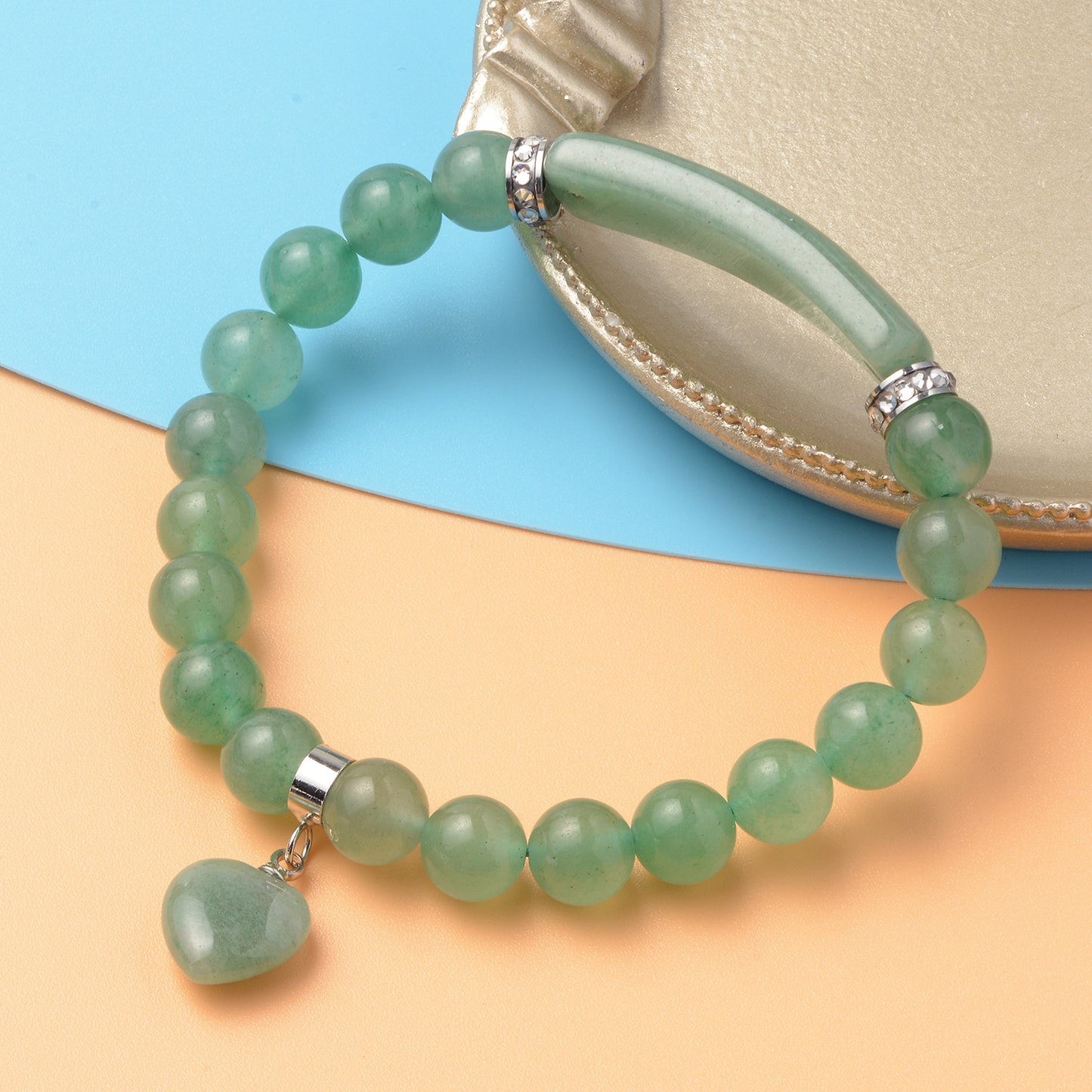 Stylish Green Aventurine and Austrian Crystal Bracelet