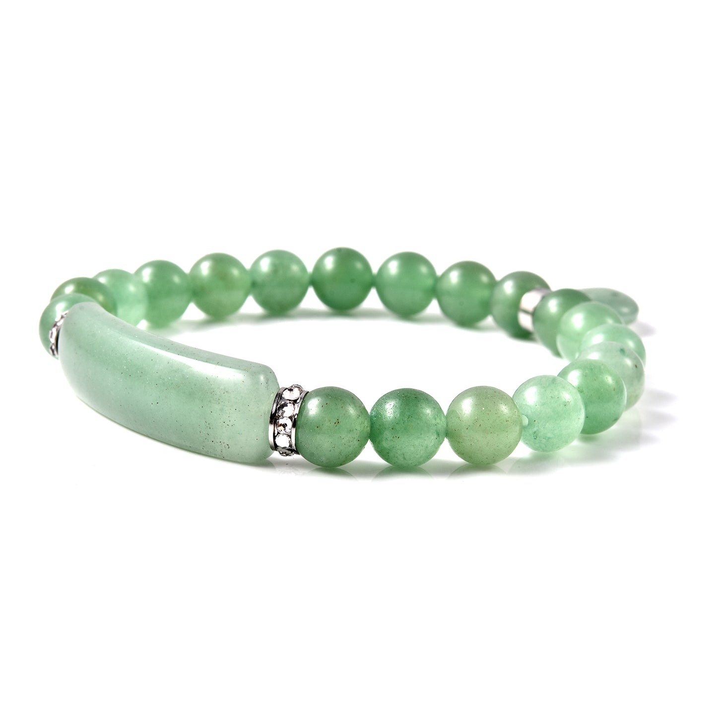 Stylish Green Aventurine and Austrian Crystal Bracelet