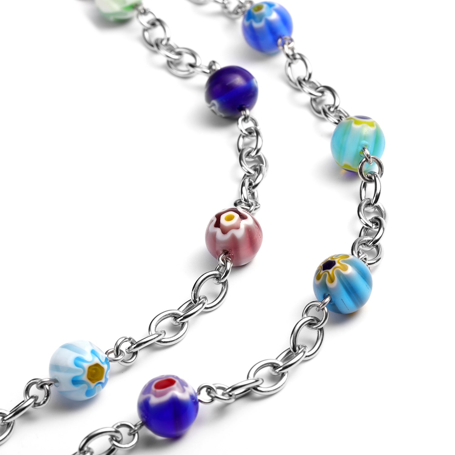 Women's Multi Color Murano Style Beads Necklace