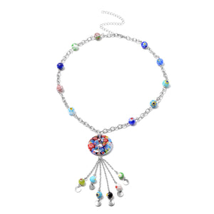 Women's Multi Color Murano Style Beads Necklace