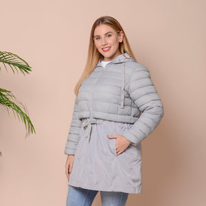 Light Grey Hooded Women's Coat Size L