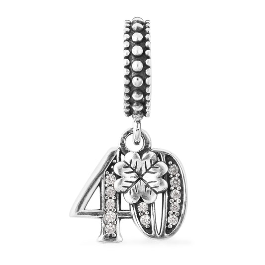 Lucky 40th Birthday Simulated Diamond Charm