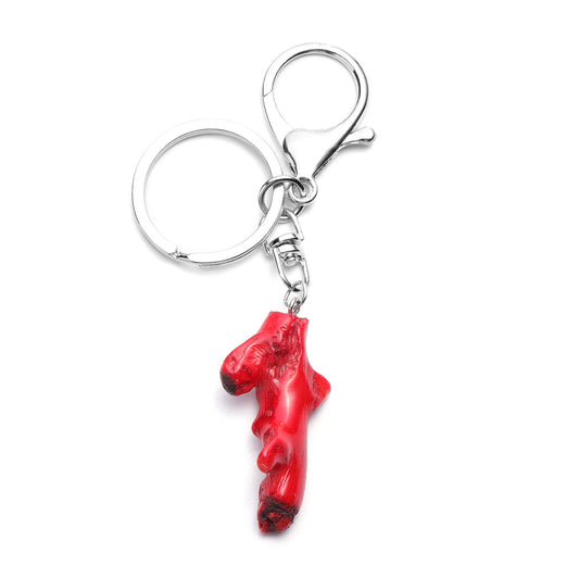 Enhanced Red Bamboo Coral Key Chain