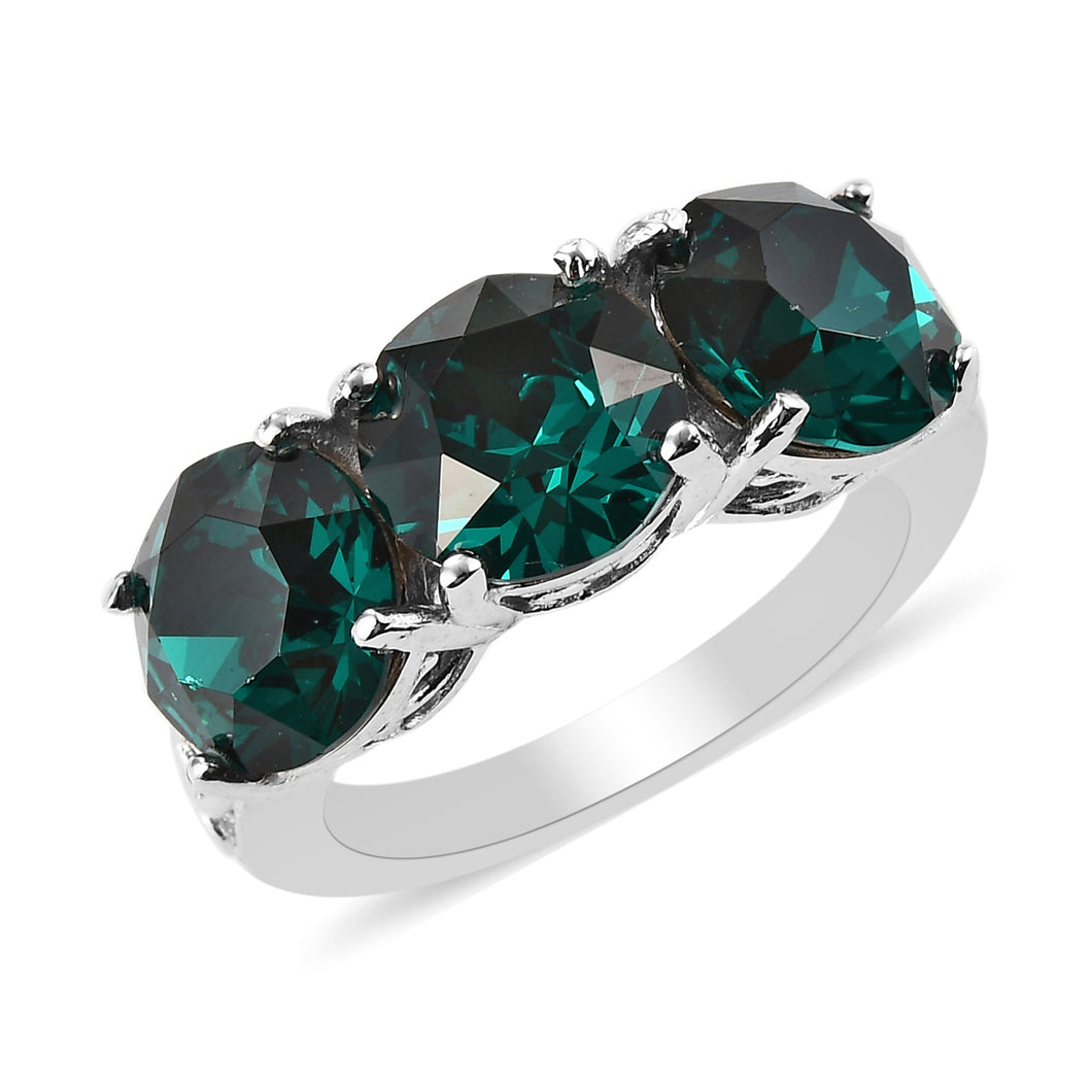 Women's Karis Emerald Crystal Trilogy Ring Size 7