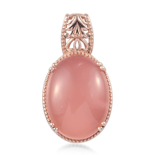 Beautiful Enhanced Pink Chalcedony Solitaire Pendant