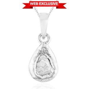 Artisan Crafted Genuine Polki Diamond Pendant in Platinum Over Sterling Silver