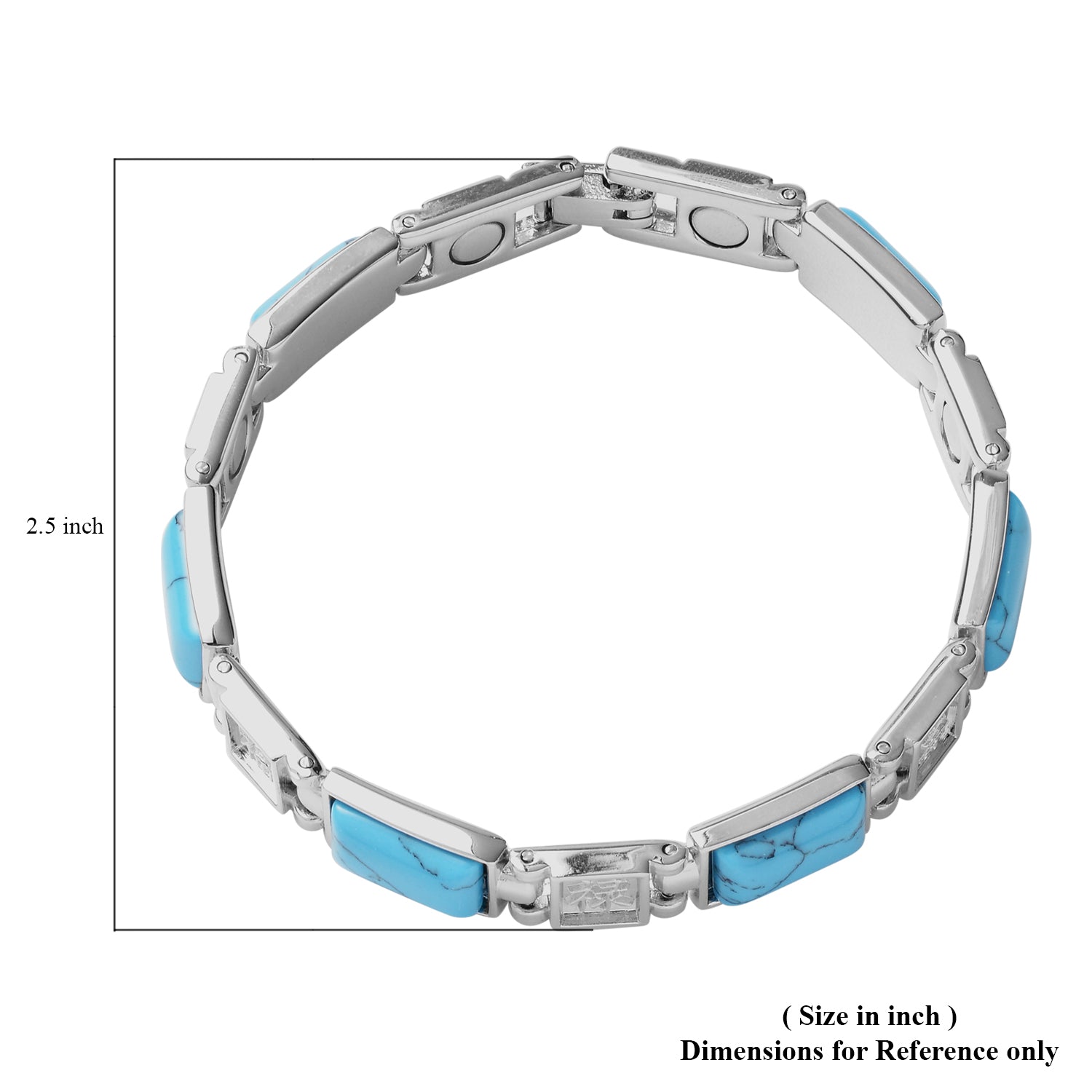 Hongkong Designer Inspired Magnetic Blue Howlite Chinese Blessing Characters Engraved Bracelet