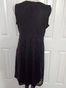 Black Lace Ruffled Front Dress Size 12