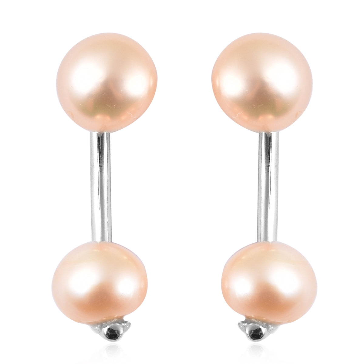 Peach Freshwater Cultured Pearl Dual Stud Earrings