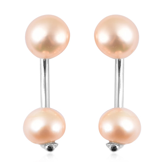 Peach Freshwater Cultured Pearl Dual Stud Earrings