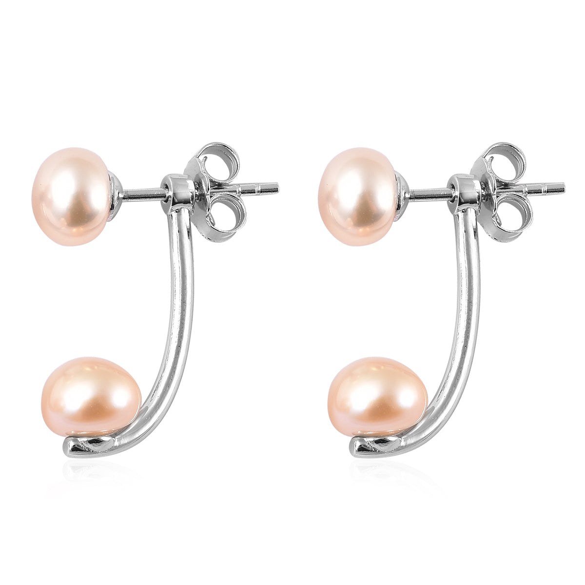 Peach Freshwater Cultured Pearl Dual Stud Earrings