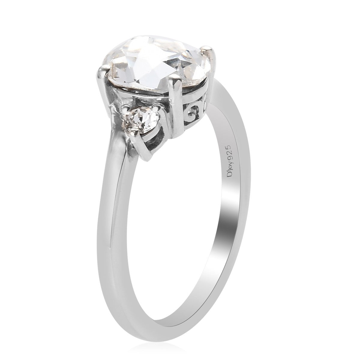 Women's White Crystal Platinum Ring