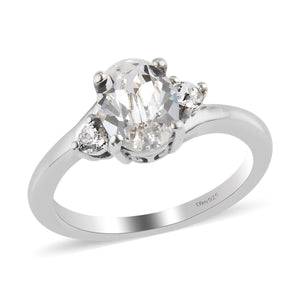 Women's White Crystal Platinum Ring