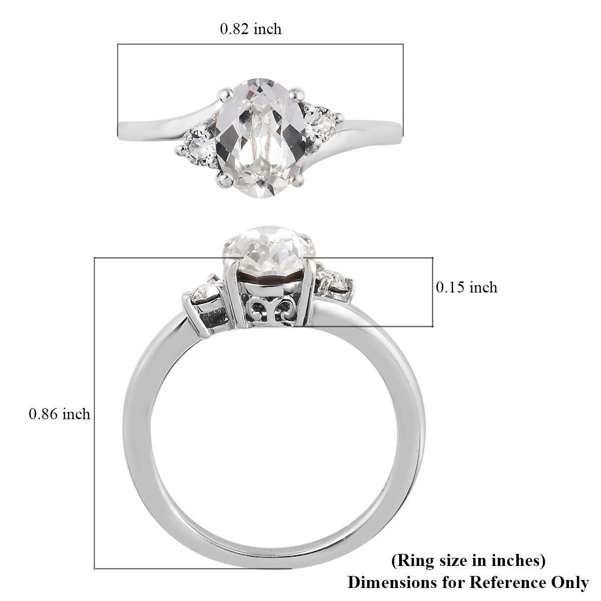 Women's White Crystal Platinum Ring