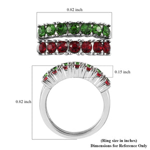 Set of 2 Semi Eternity Rings Siam Color & Fern Green Crystal Size 9