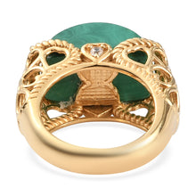 Load image into Gallery viewer, Karis African Malachite and Natural White Zircon Yellow Gold Ring Size 7

